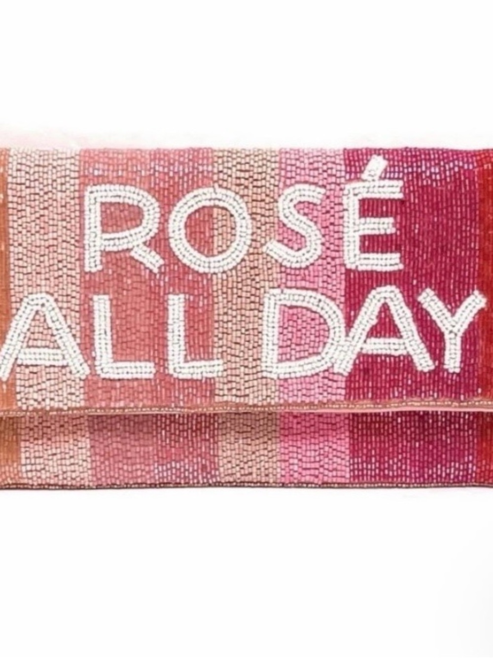 Beaded Pink Stripe Clutch - 'Rosรฉ All Day'